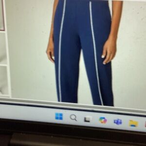 SPANX Dark Blue Women's Trousers with White Accents